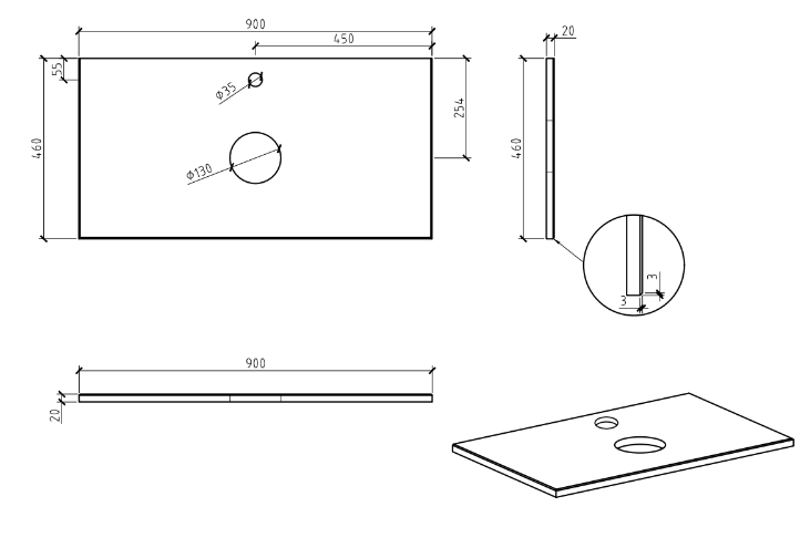 Pure White Straight Edge Engineered Stone Top