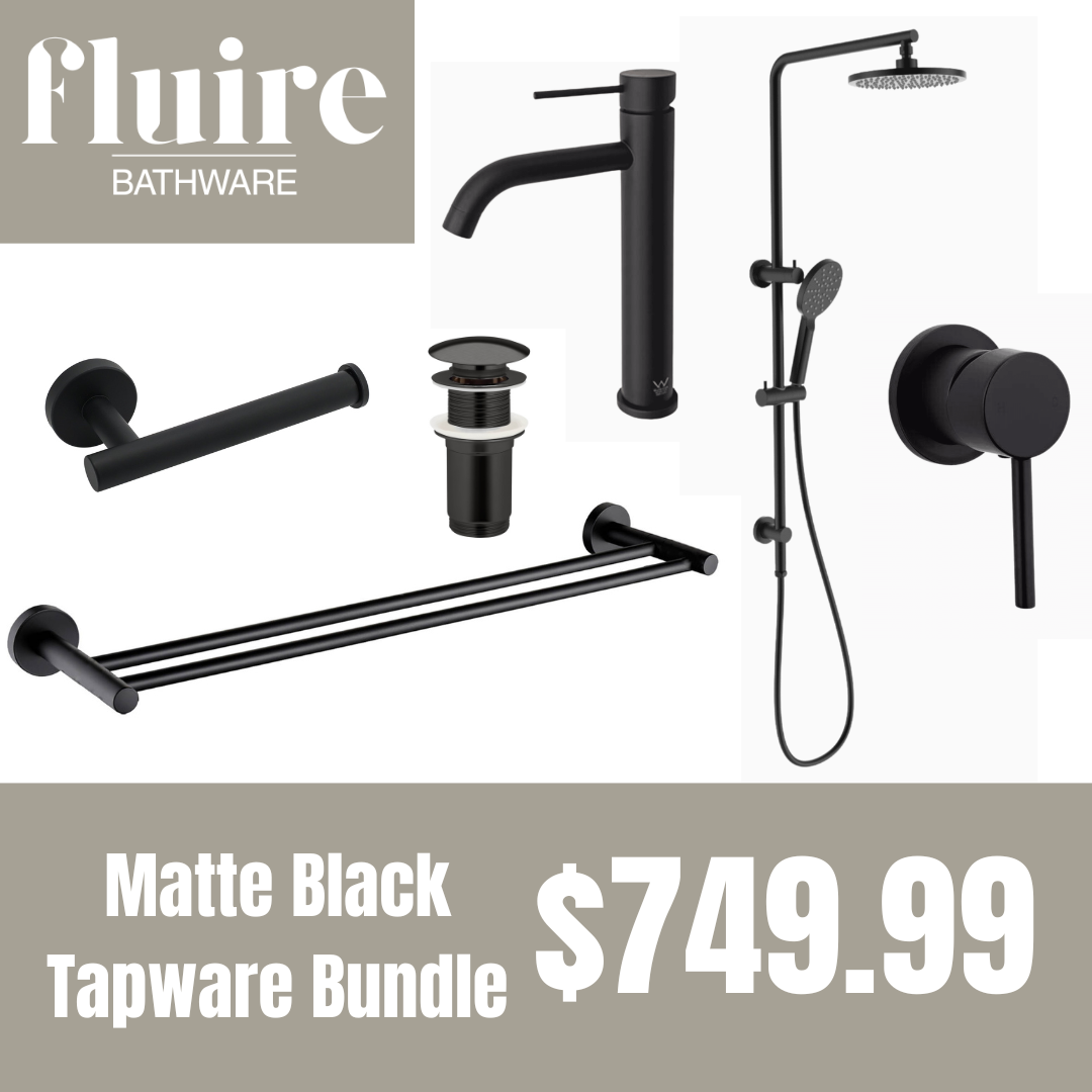 Matte Black Tall Basin Mixer Tapware Bundle