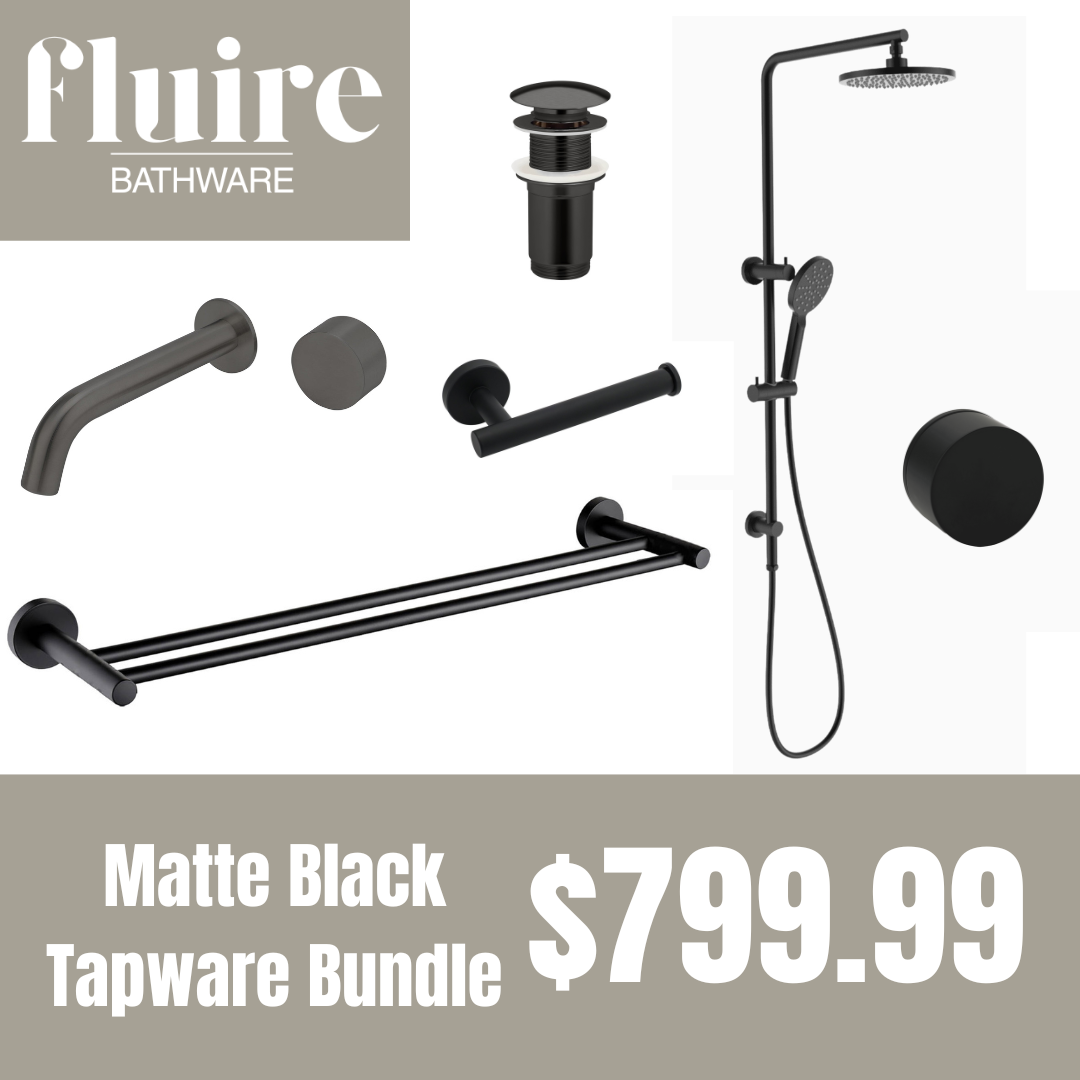 Matte Black Progressive Mixer Tapware Bundle